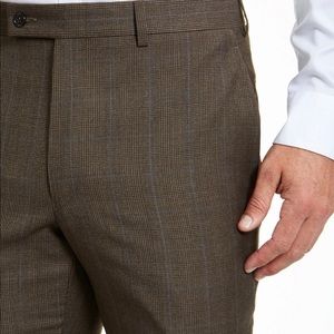 Ralph Lauren Men’s Classic Fit Brown Stretch Plaid Flannel Dress Pants